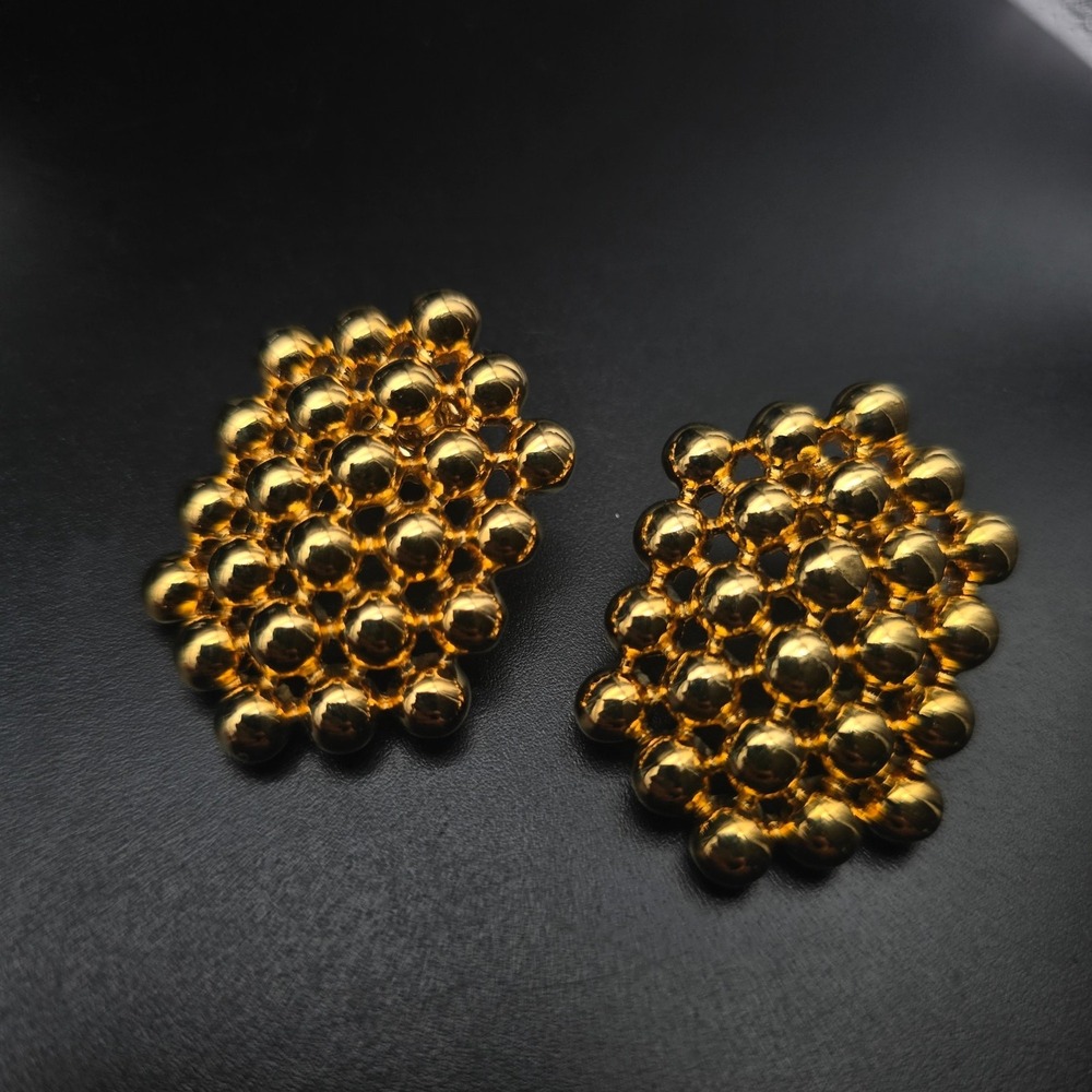 Avon 1990 Bold Dimensions Earrings Gold Tone Beaded Vintage Jewelry